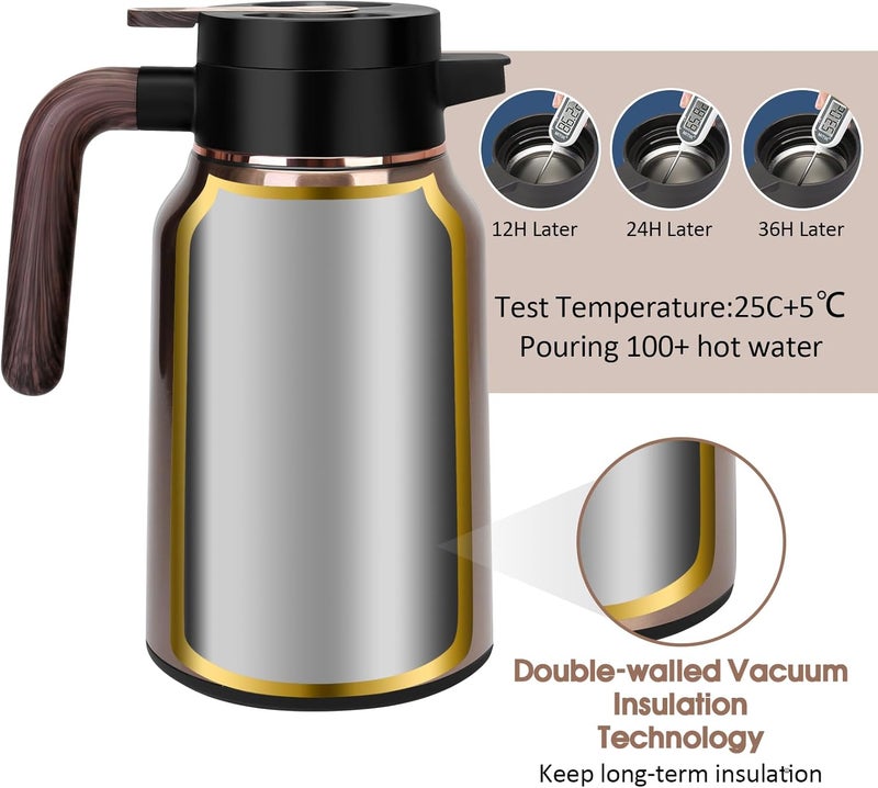 GearRoot 51oz Thermal Coffee Carafe, Stainless Steel Carafes for Hot Liquids 12 Hours, Insulated Coffee Carafes For Keeping Hot Coffee, Hot Water, Tea, Hot Beverage (Gold) - Image 5